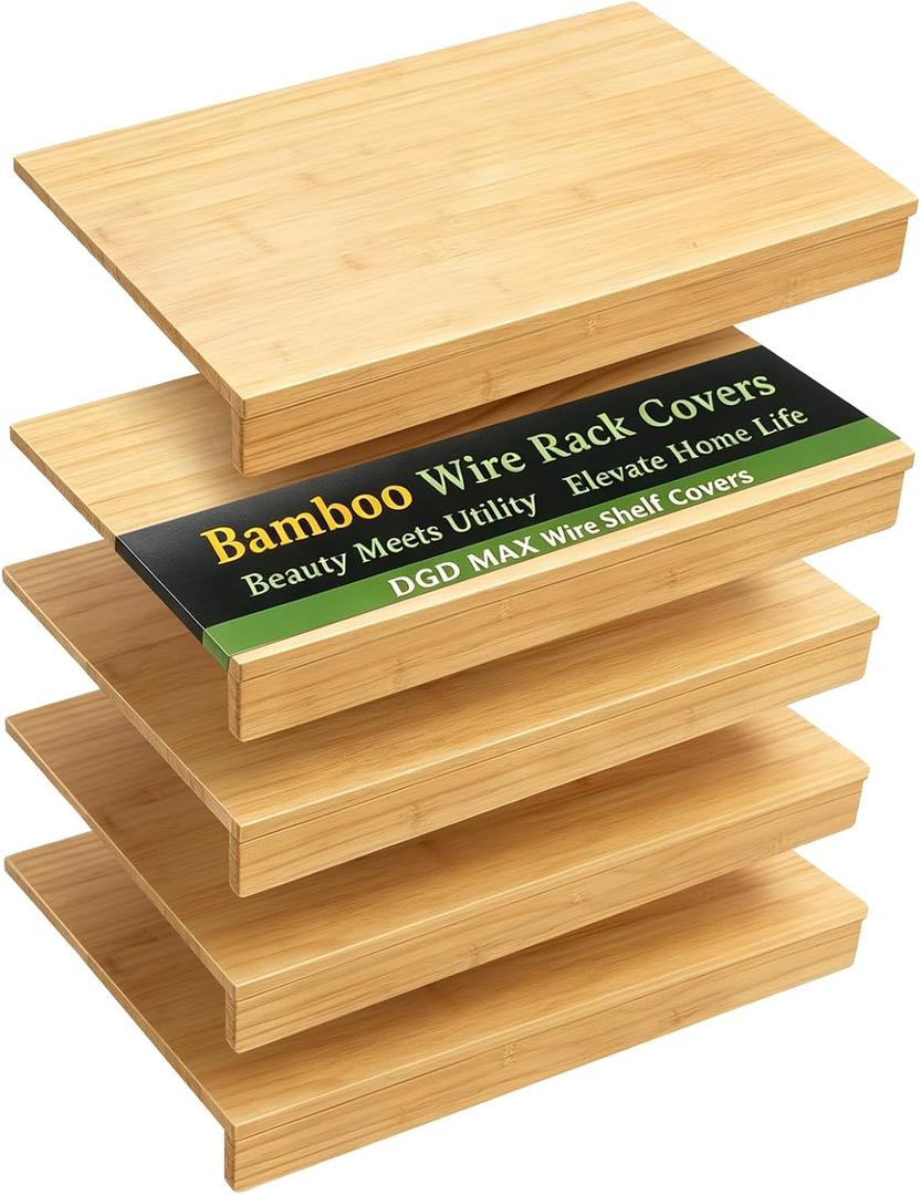 Wire Shelf Covers, Bamboo Wire Rack Covers(5pcs, 26" W x 16" D)