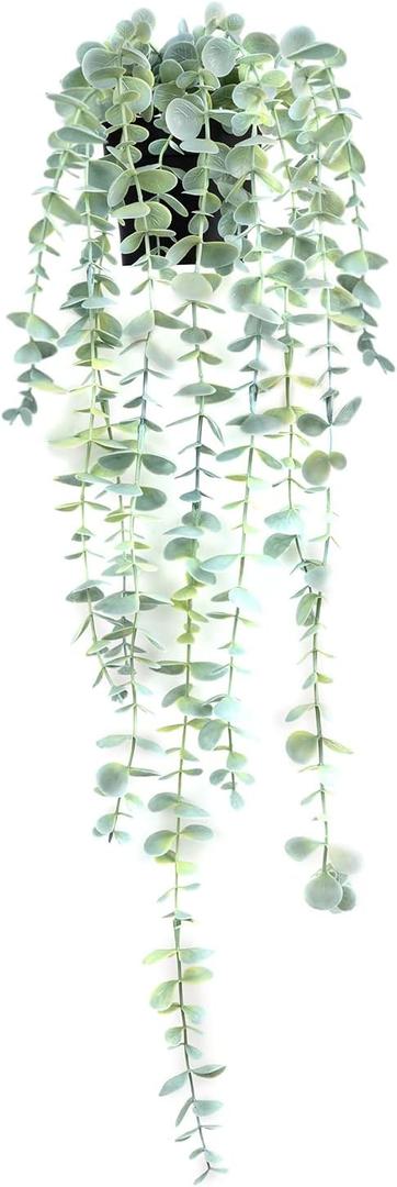 BACAMA Fake Hanging Plant Eucalyptus Small Decor Faux Hanging Vine Plants Wall Greenery for New Home Decoration 1PCS Bright Green 23.6Inches