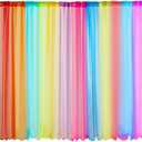Handepo 12 Panels Rainbow Sheer Curtain Colorful Backdrop Bright Window Curtains Kids Room Voile Drapes for Girls Boys Bedroom Classroom Party Decoration, 12 Colors(40 x 96 Inches)