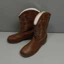 Girls Cowgirl Boots Unisex-Child Mid Calf Glitter Toddler Cowboy Boot Little Big Kids Western Riding Shoes Brown, Size 4