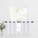 NICETOWN 50% Blackout Curtain Tiers Valances - Grommet-Top Design Room Darkening Window Treatment Drapes for Cafe & Dining Room Decoration, 2 Panels, 42W by 24L with 1.2 inches Header, Pure White