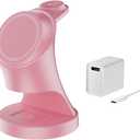 Wireless Charger,3 in 1 Magnetic Wireless Charger Stand, Fast Wireless Charging Dock for iPhone 17/16/15/14/13/12 Series, Apple Watch Series, AirPods Pro. (Pink)
