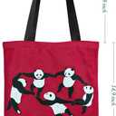 Women's Aesthetic Canvas Tote Bag Cute Panda Pattern Casual Shopping Beach Travel Reusable Cotton Shoulder Bag