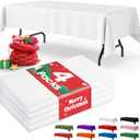 White Plastic Table Cloth - 4 Pack 54"  108" Rectangle Disposable Tablecloths for 6FT Tables, Waterproof Table Cover for Party, Holiday & Gathering Use