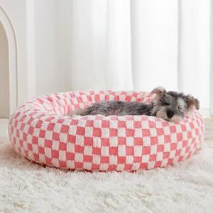 BFPETHOME Donut Dog Bed Medium Size Dogs, Cute Medium Dog Bed for Puppy and Kitten, Round Calming Pet Beds with Non-Slip Bottom, Machine Washable,27inch, Pink