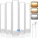 12in Under Cabinet Lighting Wireless, 2500mAh Rechargeable Motion Sensor Lights Indoor, Battery Operated Closet Lights with 3 Color Tempers 108 LED, Dimmable Cabinet Lights for Kitchen Hallway, 5 Pack