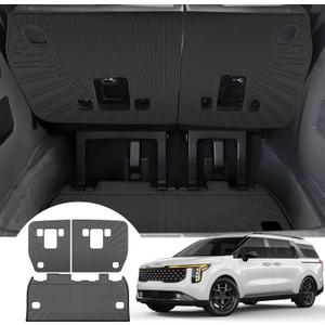 Trunk Mats with Backrest Mats for 2022-2024 2025 Kia Carnival MPV 8 Seats (for Hybird) Cargo Mat Liner TPE Protector All Weather Back Seat Cover 3rd Row for 2022-2025 Kia Carnival MPV Accessories