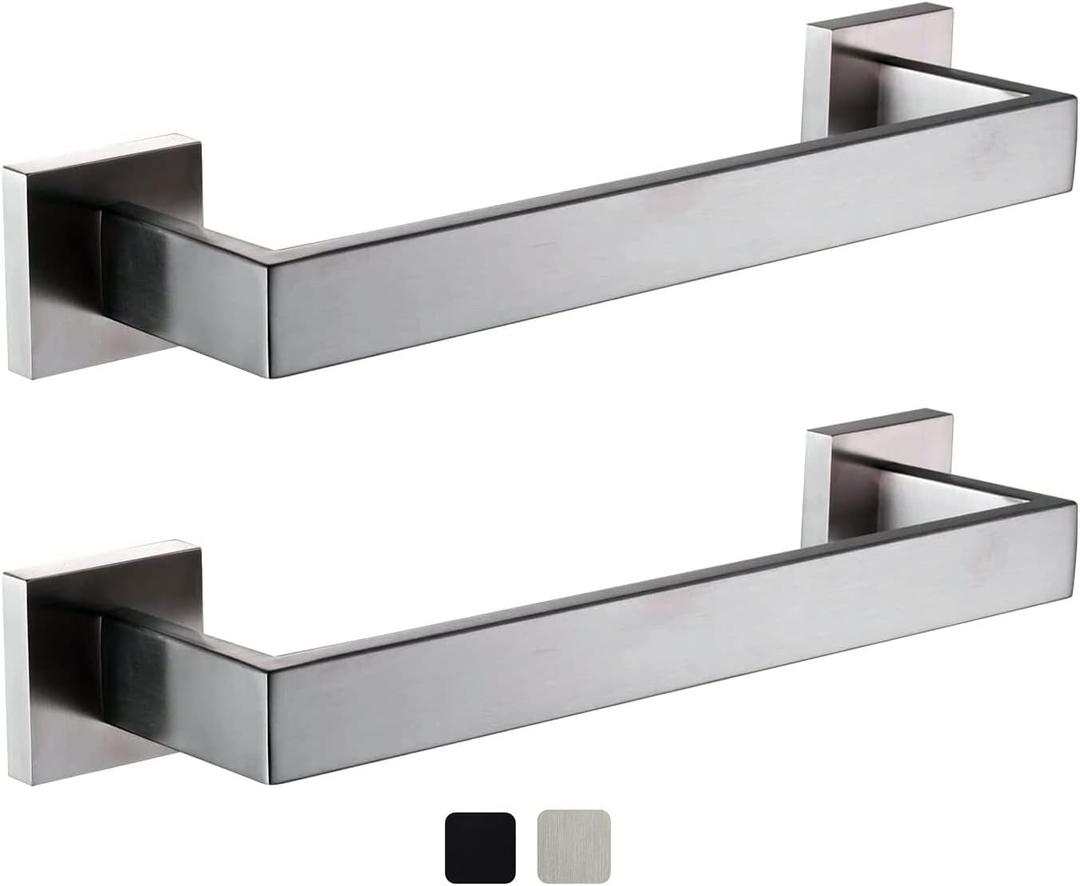 12 Inch Towel Bar 2 Pack for Bathrooms 12/16/20/24/28/32/36 Inch Stainless Steel 304 Brushed Nickel Towel Holder Modern Square Towel Rod Rustproof Wall Mount (2, Brushed Nickel, 12 Inch)