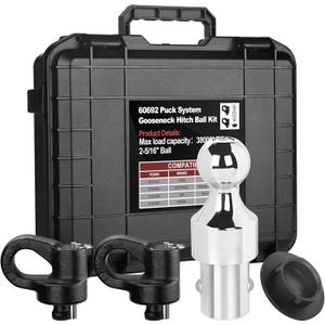60692 - Puck System Gooseneck Hitch Ball Kit with Box, 2-5/16, 38,000 lbs GTW. Compatible with Ford F250, F350, F450, Chevrolet Silverado 2500, 3500 HD, GMC Sierra 2500, 3500 HD, and Titan XD