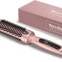 Terviiix Thermal Brush Get Voluminous Style, Quick Heating Hot Brush, Ceramic Tourmaline Ionic Heated Curling Iron, Digital Display 9 Temperatures Curling Wand, Dual Voltage, 1.5 Inch (Rose Gold)