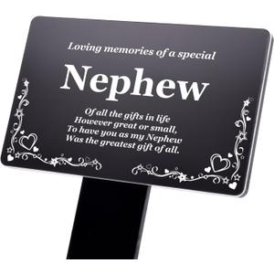 Origin Nephew Memorial Stake - Engraved with Poem (Gold/Silver/Copper or Black & White Plaque) Active (Black)