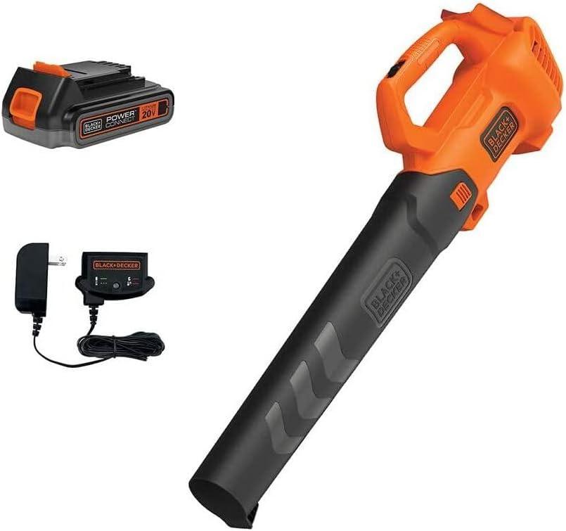BLACK+DECKER 20V MAX* Cordless Leaf Blower Kit, Axial, Battery and Charger Included (BCBL700D1AEV), Orange