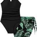 NECIOUS Teen Girls Swimsuit Size 12-14 One Piece Bathing Suits 12 14 Teen Girls' Swimwear Quick Drying Black Green Swim Suit