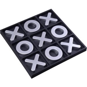 Tic Tac Toe Games, Textured Silver 11.6'', Family Puzzle Table Top Games for All Ages, Kids Birthday Return Gifts Coffee Table Home Decor