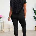 chicyes Workout Sets For Women Summer Casual 2 Piece Outfits Short Sleeve Tops Long Pants Lounge Matching Tracksuist Clothes (Black, S)