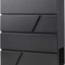 Decaller Metal Wall Mounted Mailboxes with Key Lock, Large Mail Box with Newspaper Compartment, Black, 13" x 14 2/5" x 4 1/5"