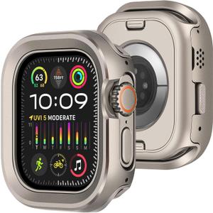 Amizee 2 in 1 Metal Rugged Case Compatible with Apple Watch Ultra 3/2/1 Case 49mm, Aluminum Shockproof Protective Bumper Cover for iWatch 49mm, Original