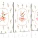 3Pcs Pink Ballet Bunny Nursery Wall Art Cute Rabbit Painting Picture Wall Decor Pink Dress Flower Poster Print Artwork for Girls Room Kids Room Baby Room Bedhome Home Decoration 16L''x12W''