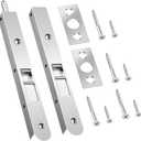Ceoighe 2 Pack 7 Inch Flush Bolt for Double Door, Heavy Duty Chrome Plating Flush Latch Bolts, French Lock for Opening and Composite Wood Double Dummy Door (Chrome Plating Color)
