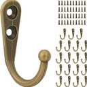 20 Pcs Small Key Hooks for Hanging, Key Holder, Wall Mount Hook with Stainless Steel Metal Screws, Command Hooks Utility Hangers for Key, Hat, Cup, Coat, Picture (Bronze)
