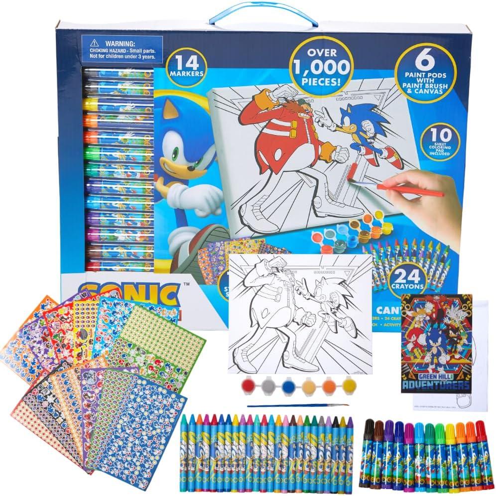 Innovative Designs Sonic The Hedgehog Creative Coloring Canvas Painting and Activity Set for Kids, 1000+ pcs