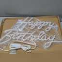 Happy Birthday Neon Sign for Wall Decor, LED Happy Birthday Light Up Sign, USB Powered Dimmable Neon Light for Birthday Party Decorations Backdrop, Warm White (17 x 12 inch)