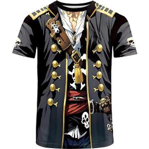 SightYoung Pirate Shirt Men, Black Pirate T-Shirt for Men and Women, Adult Pirates of The Caribbean Shirt, Novelty Costume, Funny Caribbean T-Shirt, XL