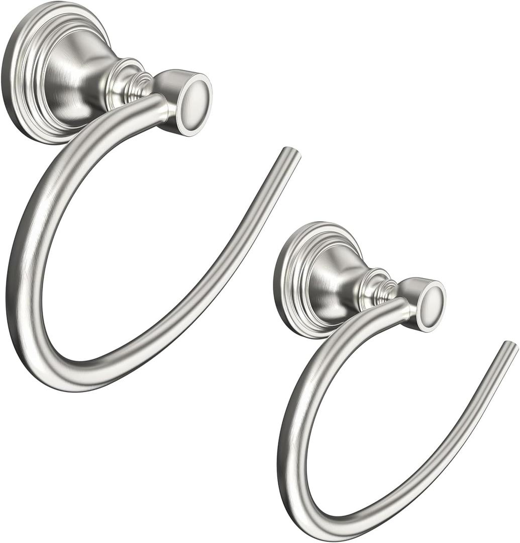 Towel Ring 2 Pack, Stainless Steel Hand Towel Holder for Bathroom Wall Mount, Heavy Duty Towel Hanger for Kitchen, Bath, RV(Brushed Nickel