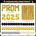 100Pcs Prom 2025 Balloon Boxes Decorations with LED Lights Black and Gold Prom Decorations for Party 2025 Graduation Party Supplies