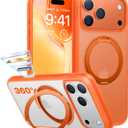 TORRAS Upgrade 360 Magnetic Stand for iPhone 17 PRO Case with Camera Control Button, Fit for MagSafe, Mil-Grade Protection, Slim Soft Edge Translucent Back for iPhone 17Pro, 6.3 inch, Orange