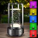 Portable Table Lamp for Outdoor Indoor: Cordless Rechargeable Desk Lamp with 10 Colors - Shower Lamp with Stepless Dimmable - Metal Battery Operated Lantern Light for Bedroom/Bar/Coffee Shop/Camping