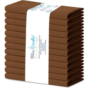 Blue Needles Solid Cloth Napkins Set of 12 Nut Brown 100% Cotton Dinner Napkins 18x18 inches - Soft, Reusable, Absorbent & Washable Linen, Ideal for Christmas Events, Parties & Everyday Use