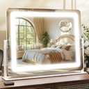17" x22" Vanity Mirror with Lights, LED Makeup Mirror with Lights, 10X Magnification Mirror Makeup with 360Rotation, 3 Color Modes Dimmable,Light up Makeup Mirror for Vanity Desk, White