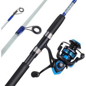 Sougayilang Catfish Fishing Rod and Reel Combo, 2-Piece Spinning Combo, Durable Graphite & Glass Blanks Fishing Pole for Crappie (Blue-Fast-MH)