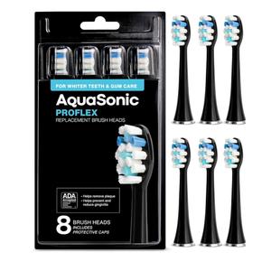 AquaSonic Proflex Replacement Brush Heads | ADA Accepted | for Whiter Teeth & Gum Care | Compatible with Many AquaSonic Toothbrush Handles 6 Psc