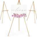 VISWIN 2 Pcs Upgraded 63" Wooden Easel Stand for Sign, Tripod Easel for Wedding Sign Stand, Welcome Board, Poster, Picture, Canvas Art Easel Floor with Tray for Display & Painting - Natural