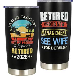 Retirement Gifts for Men 2026 - Retired Not My Problem Anymore - Funny Retirement Gifts for Husband, Dad, Boss, Coworker - Farewell Going Away Gift Tumbler - Retired Under New Management See Wife