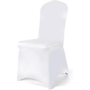 100 PCS White Polyester Spandex Chair Covers - Stretch Slipcovers for Wedding, Party, Dining, Banquet - Flat-Front Chair Covers