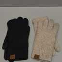 REACH STAR 2 Pairs Winter Gloves for Women Touch Screen Elastic Thermal Knit Lining Warm Gloves for Cold Weather, One Size (Black+Khaki)