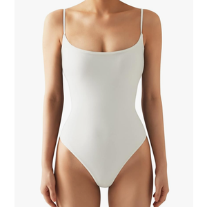 SUUKSESS Women Sexy Square Neck Thong Bodysuit Backless Cami Bodysuit Top S