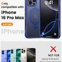360 Rotatable Magnetic Stand for iPhone 16 pro max Case Compatible with Magnetic 16FT Military Drop Protection, Anti-Scratch/Fingerprint Shockproof iPhone 16 pro max Phone Case(Matte-Blue)