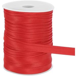 MECCANIXITY Double Fold Bias Tape for Sewing 3/5 Inch x 55 Yards Satin Pre-fold Continuous Binding Tape for Seaming Quilting Hemming Binding DIY Crafts, Bright Red