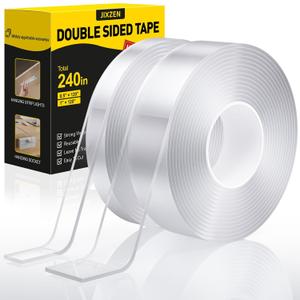 Double Sided Tape Heavy Duty(2 Rolls, Total 20 FT), Removable Two Sided Nano Tape, Double Sided Tape for Walls, Used for Carpet, Poster, Picture Hanging, Outdoor Multifunctional Mounting Tape (2 Pack)