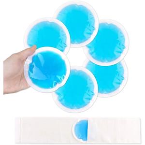 NEWGO Small Ice Packs for Injuries, 6 Pack Round Ice Packs for Face, Hot and Cold Gel Ice Pack Circular Cold Compress with Cloth Backing & Sleeve for Pain Relief, Toothaches, Breast Surgery