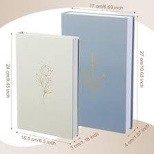 Himitimi 2Pcs Faux Books for Decorative, Linen Fake Book Boxes Golden Flower Decor Books for DIY Crafts Hotel Entryway Bookshelf Coffee Table(M&L)