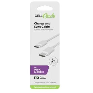CellCandy USB-C/C Fast Charge & Sync Cable, Supports Power Delivery, 3 ft
