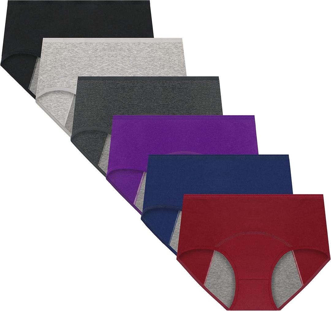 Nalwort Women's Menstrual Period Briefs Girl Ultra Soft Postpartum Cotton Panties Underwear (Color-m4) 3 XL