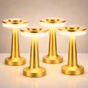 Riakrum 4 Pcs LED Portable Cordless Table Lamp with Touch Sensor 3 Color Stepless Dimming Rechargeable Battery up to 15 Hours Cordless Table Light Wireless Lamp for Nursery (Gold,Modern)