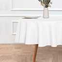 sancua Round Tablecloth - 80 Inch - Water Resistant Spill Proof Washable Polyester Table Cloth Decorative Fabric Table Cover for Dining Tables, Buffet Parties and Camping, White