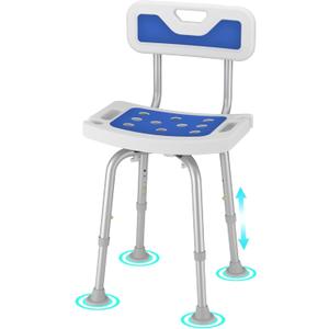 Shower Chair for Seniors Elderly Handicap Disabled Bariatric Adults Or Women with Back Adjustable Small Stool Heavy Duty Padded Bench Seat for Inside Shower Stall and Bathroom Bath Tub Seats Chairs